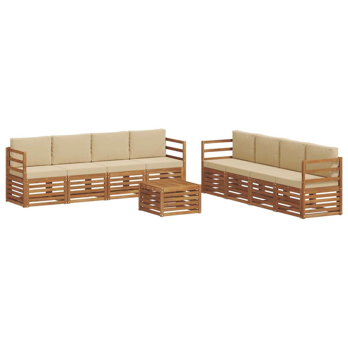 Outdoor-Sofagarnitur 9 stk. Natur und Beige