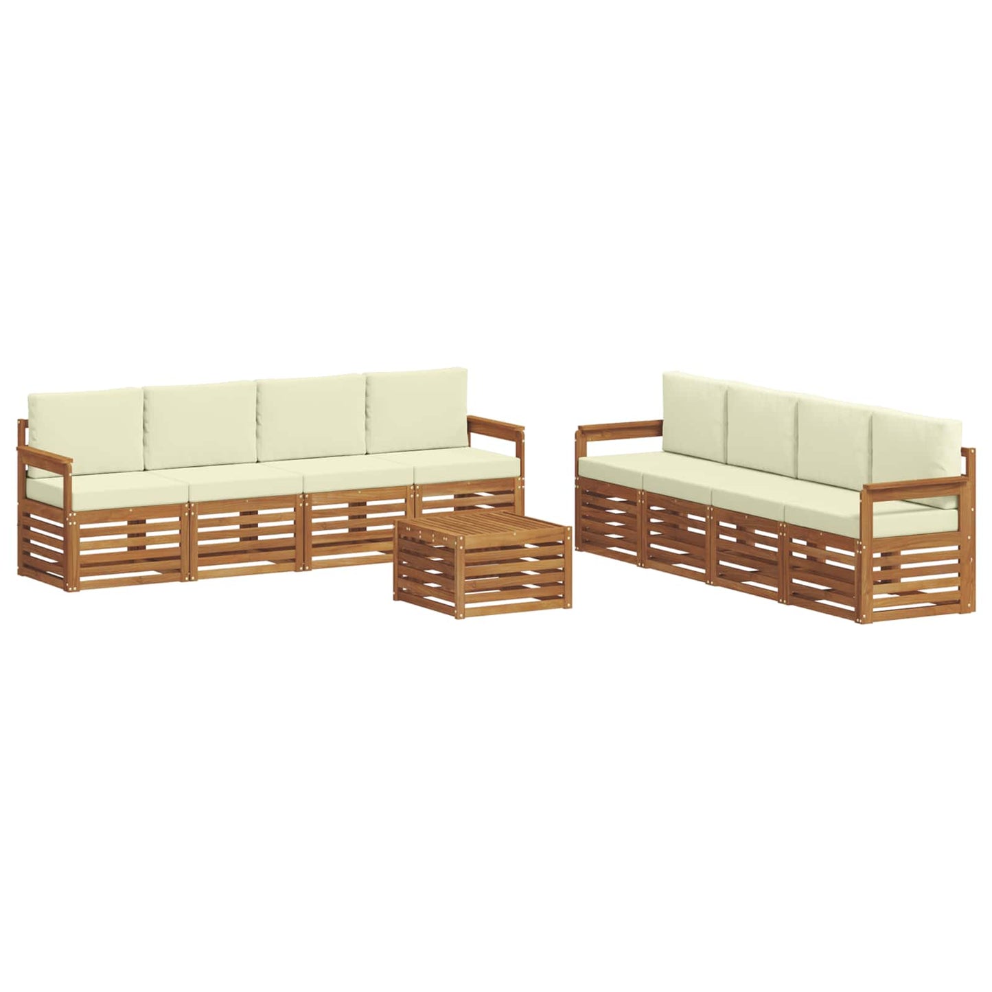 Sofagarnituren 9 pcs Natur und Creme Massivholz Akazie