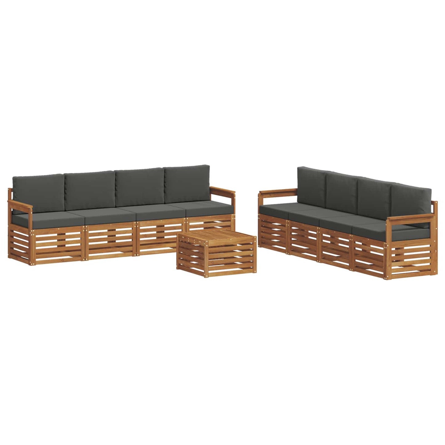 Outdoor-Sofagarnitur 9 stk. Natur und Anthrazit
