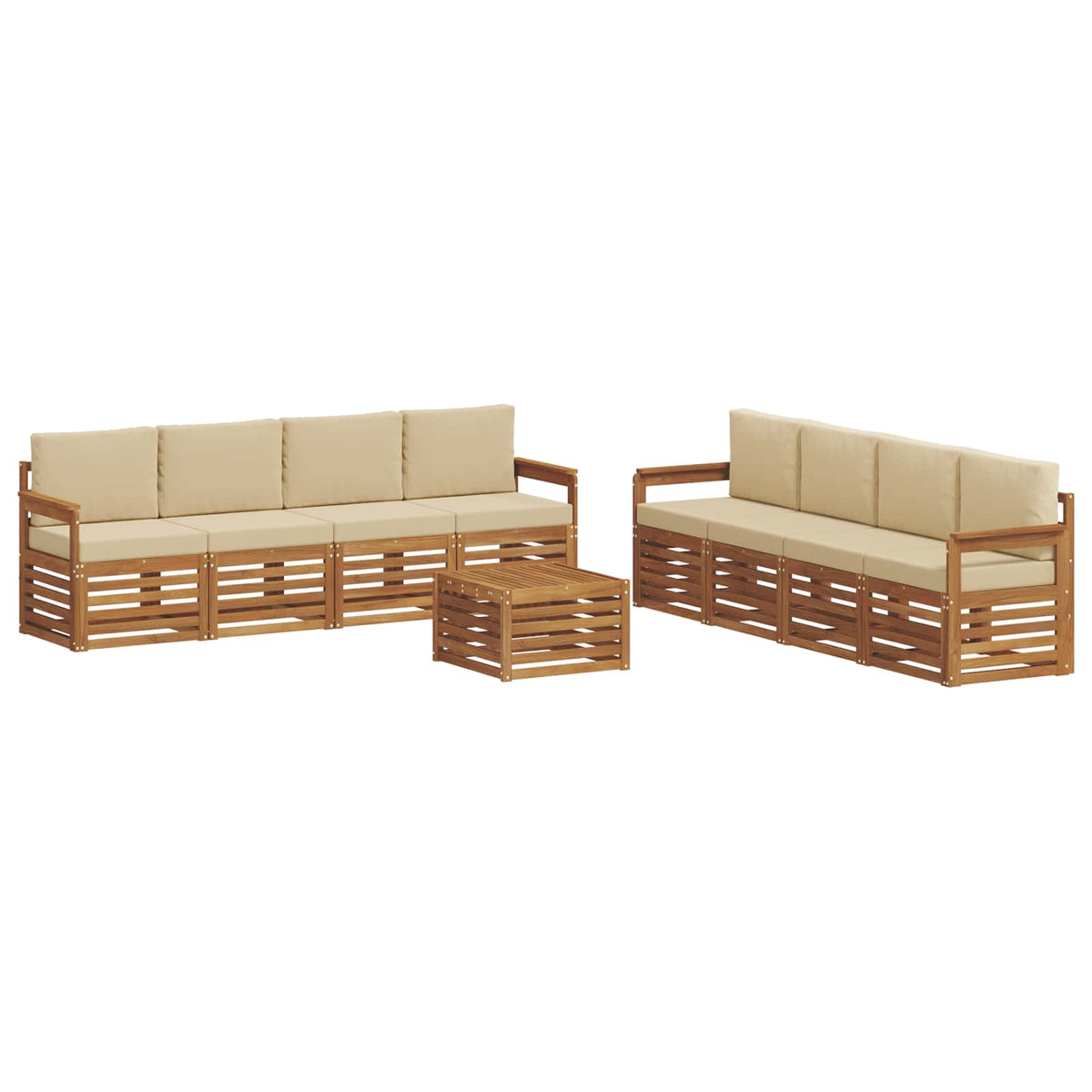 Outdoor-Sofagarnitur 9 stk. Natur und Beige