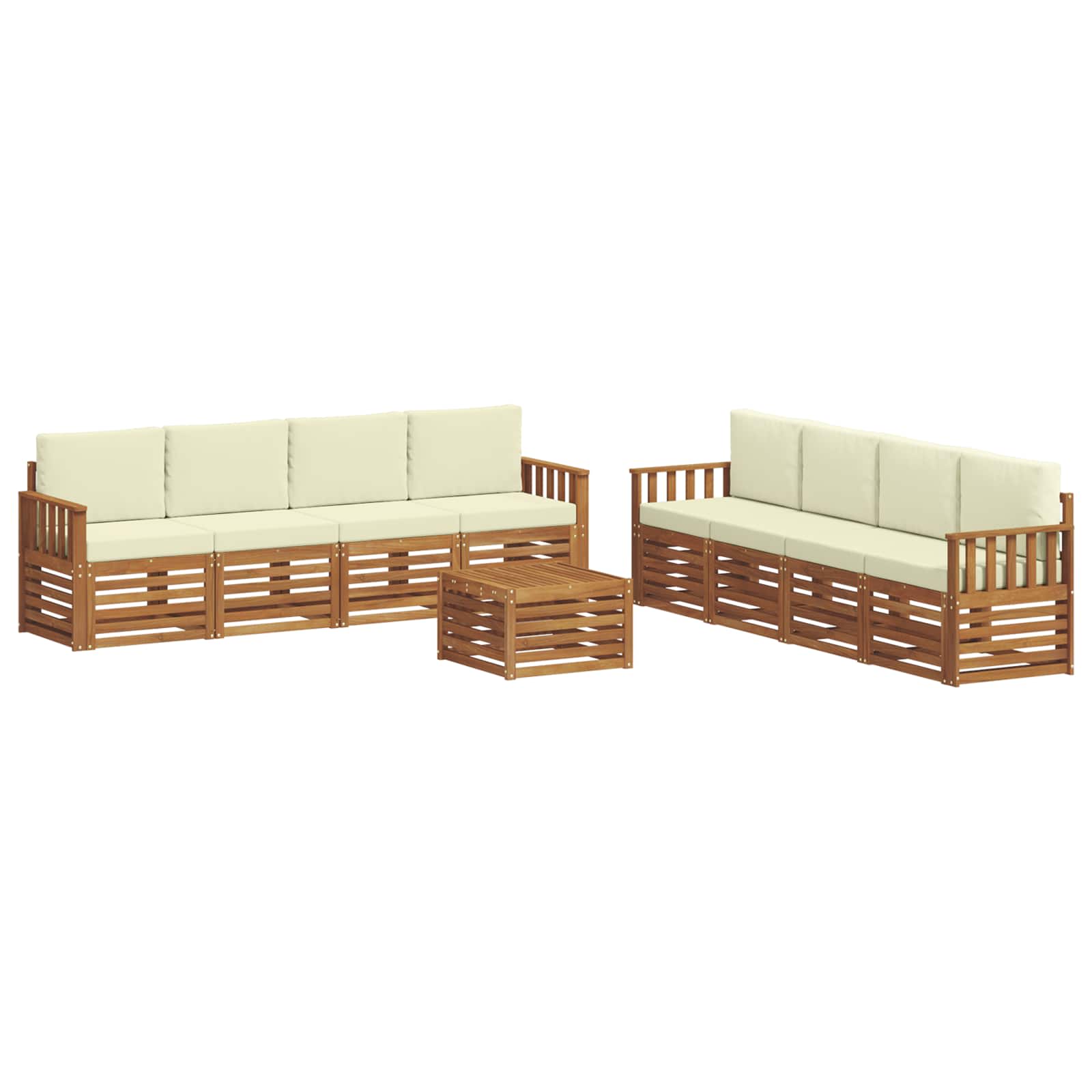 Sofagarnituren 9 pcs Natur und Creme Massivholz Akazie