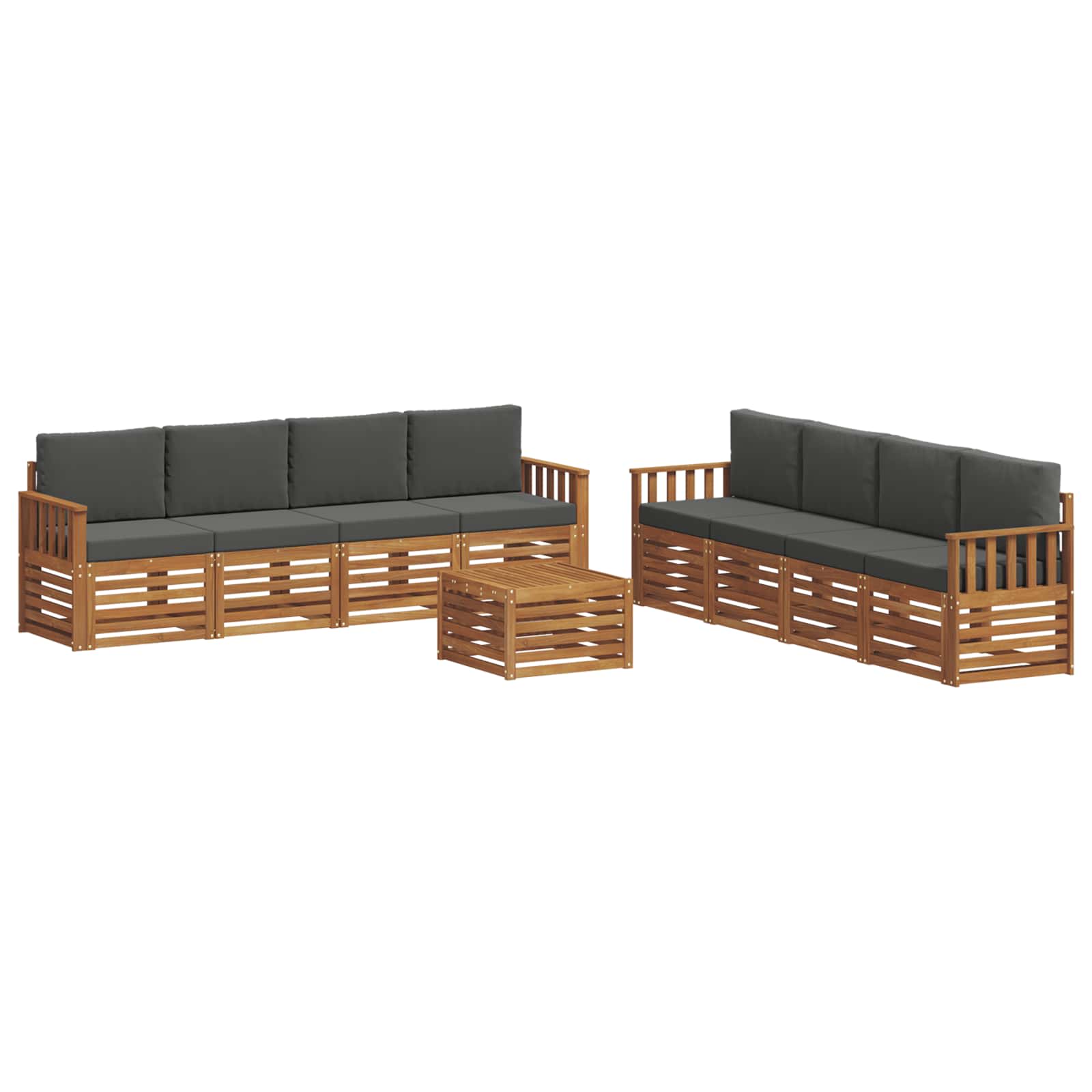 Outdoor-Sofagarnitur 9 stk. Natur und Anthrazit