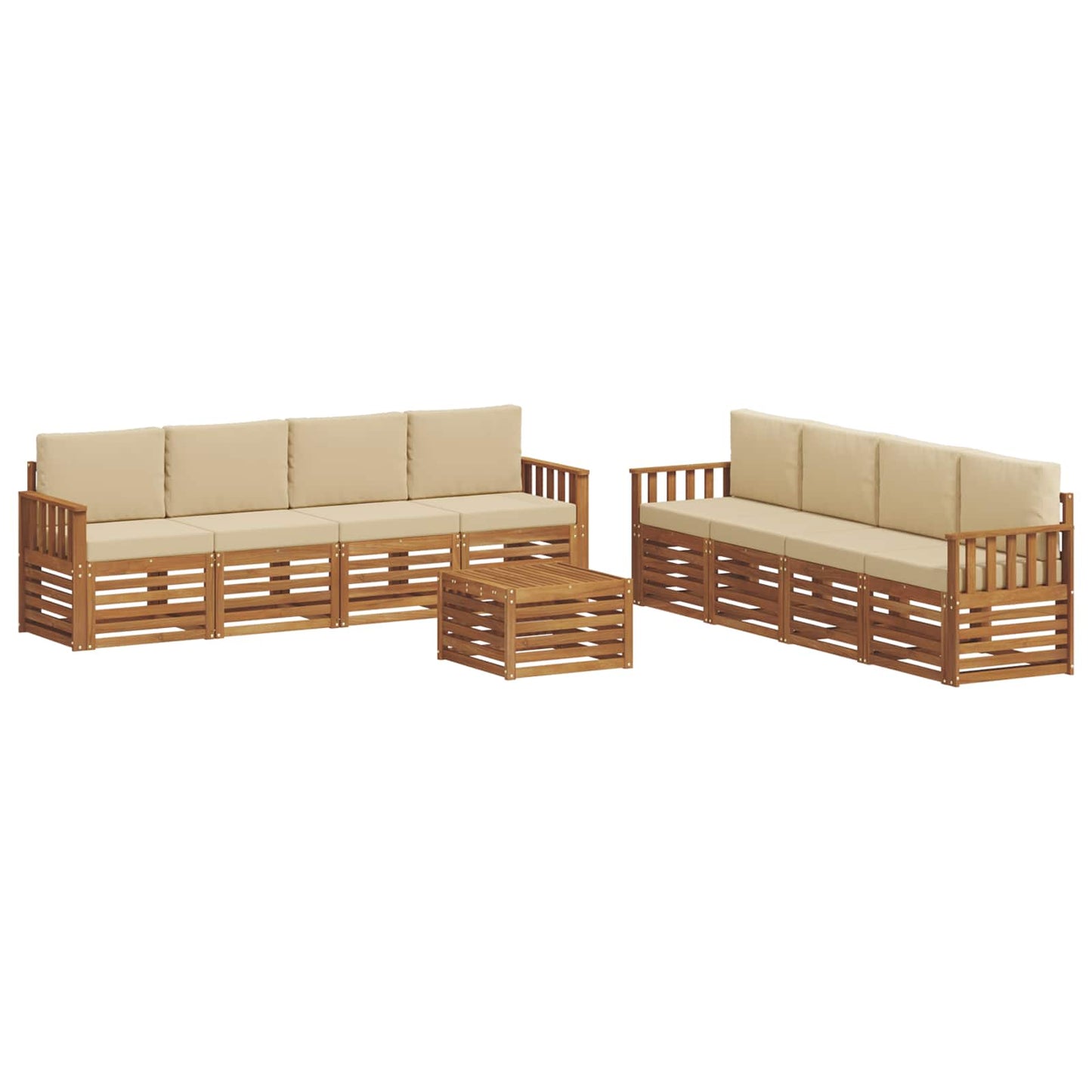 Sofagarnituren 9 pcs Natur und Beige Massivholz Akazie