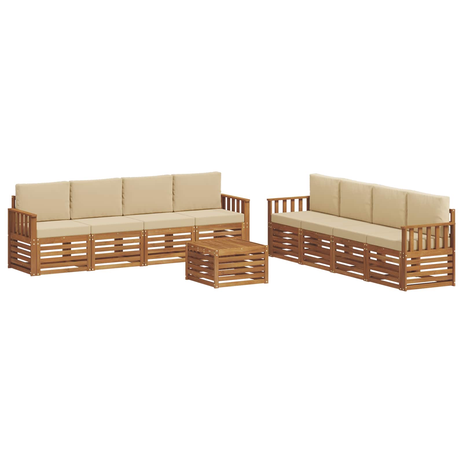 Sofagarnituren 9 pcs Natur und Beige Massivholz Akazie