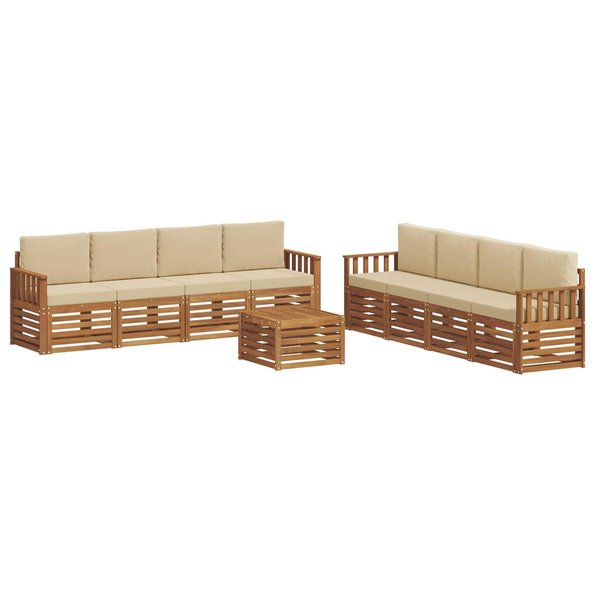 Outdoor-Sofagarnitur 9 stk. Natur und Beige