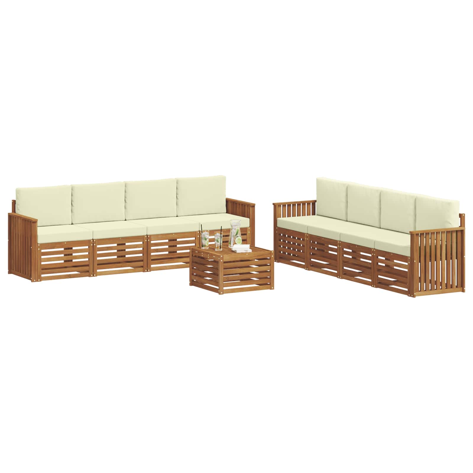 Outdoor-Sofagarnitur 9 stk. Natur und Creme