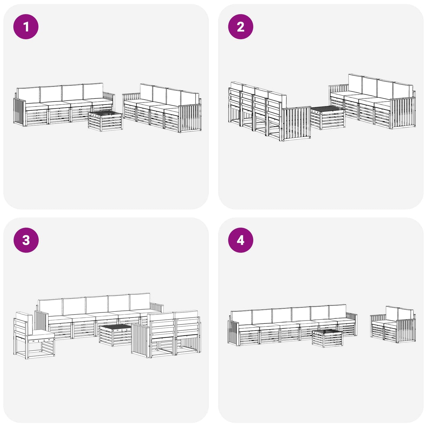 Outdoor-Sofagarnitur 9 stk. Natur und Creme