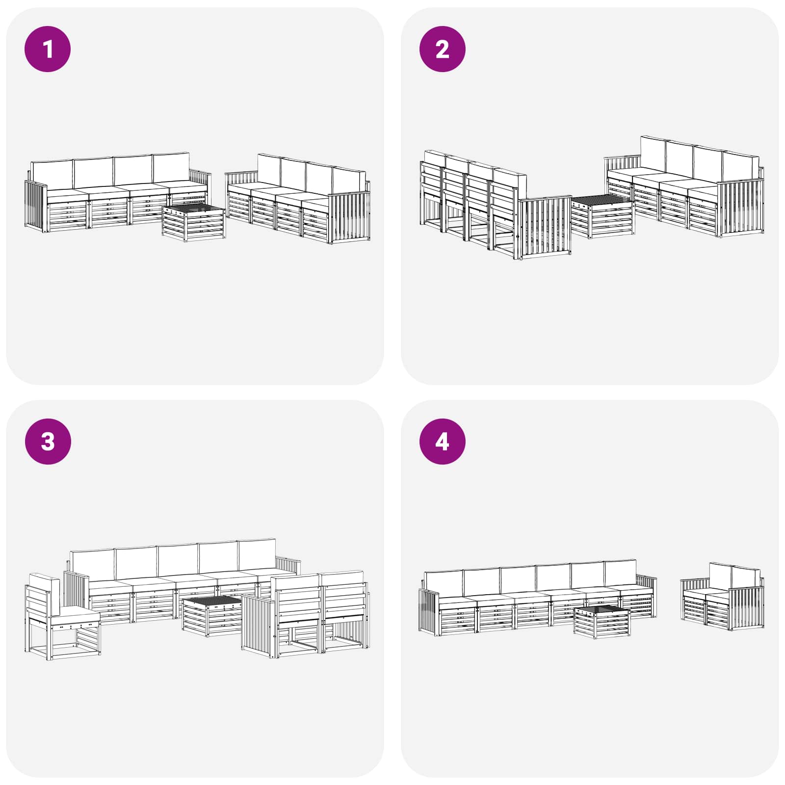 Outdoor-Sofagarnitur 9 stk. Natur und Creme
