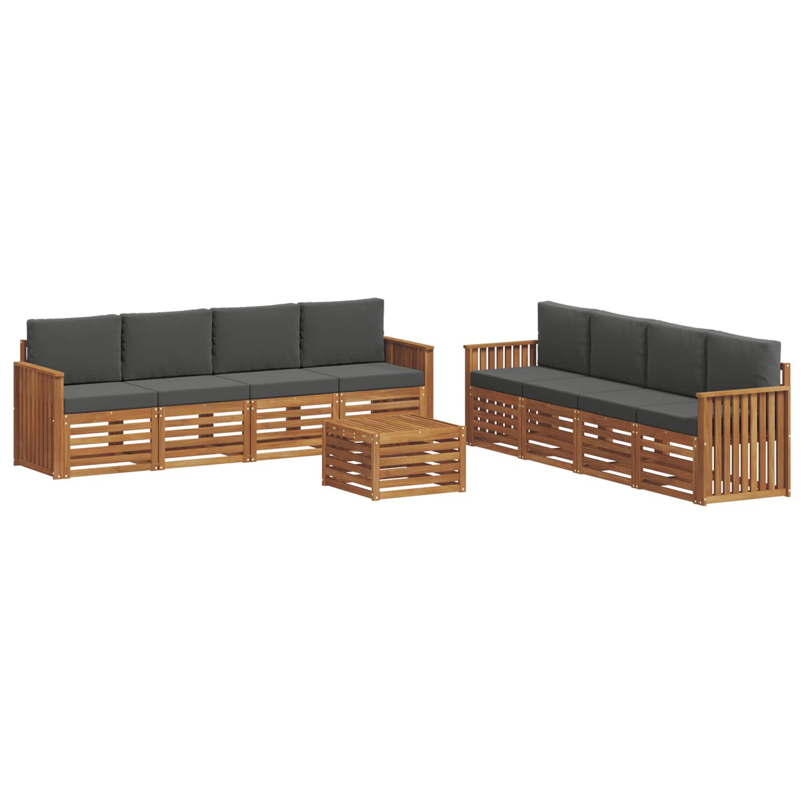 Sofagarnituren 9 pcs Natur und Anthrazit Massivholz Akazie