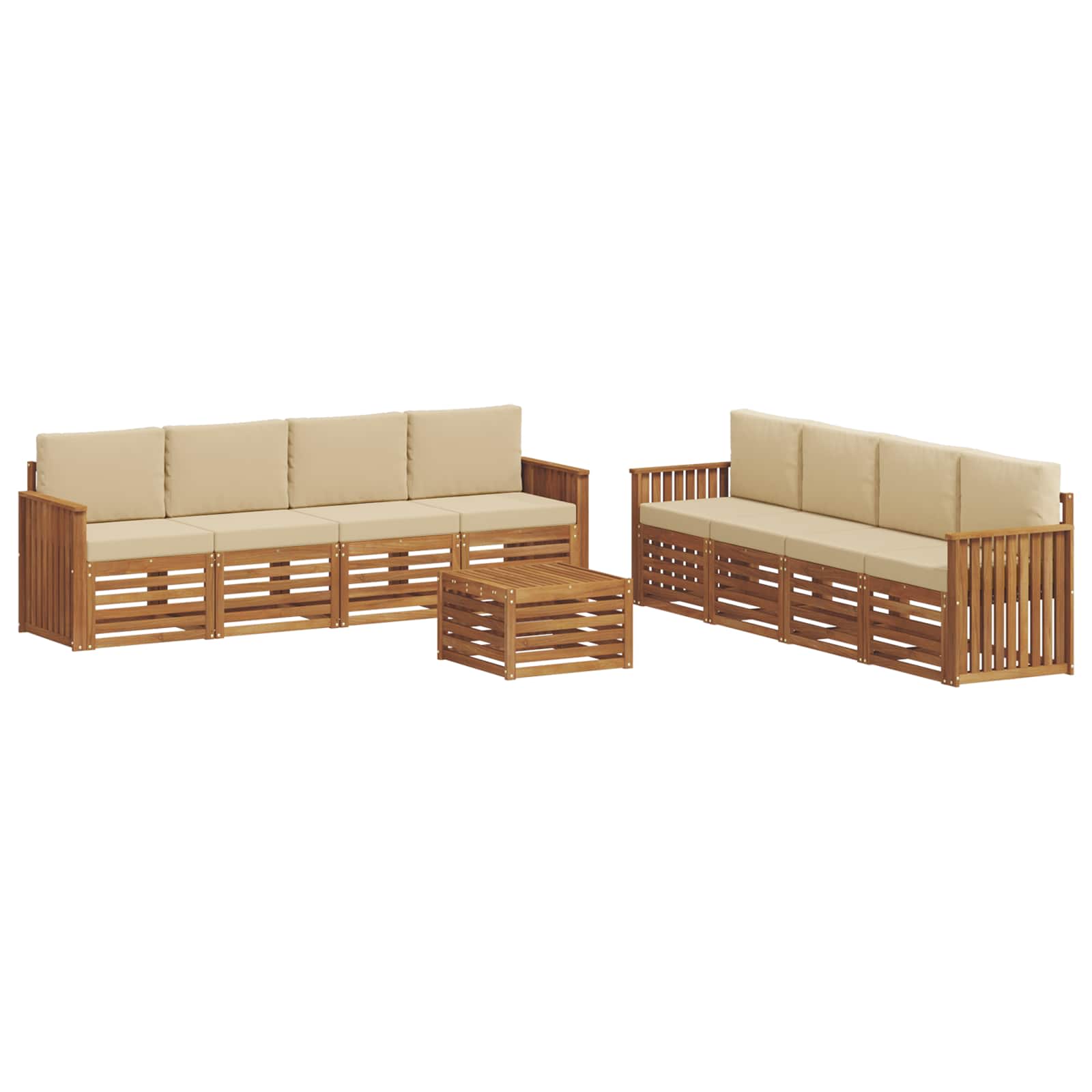 Sofagarnituren 9 pcs Natur und Beige Massivholz Akazie