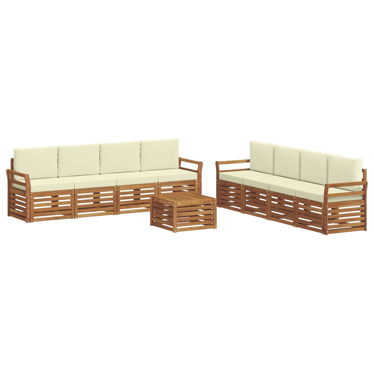 Sofagarnituren 9 pcs Natur und Creme Massivholz Akazie