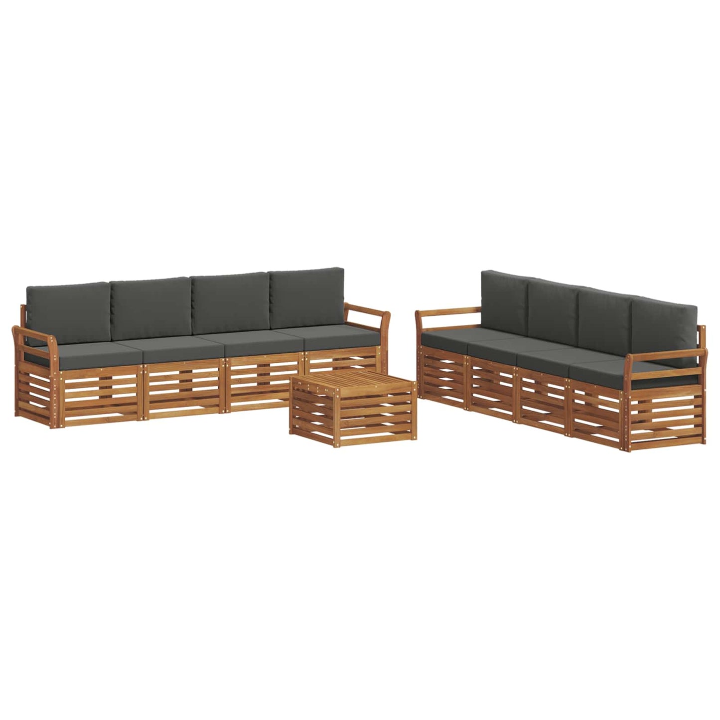 Outdoor-Sofagarnitur 9 stk. Natur und Anthrazit