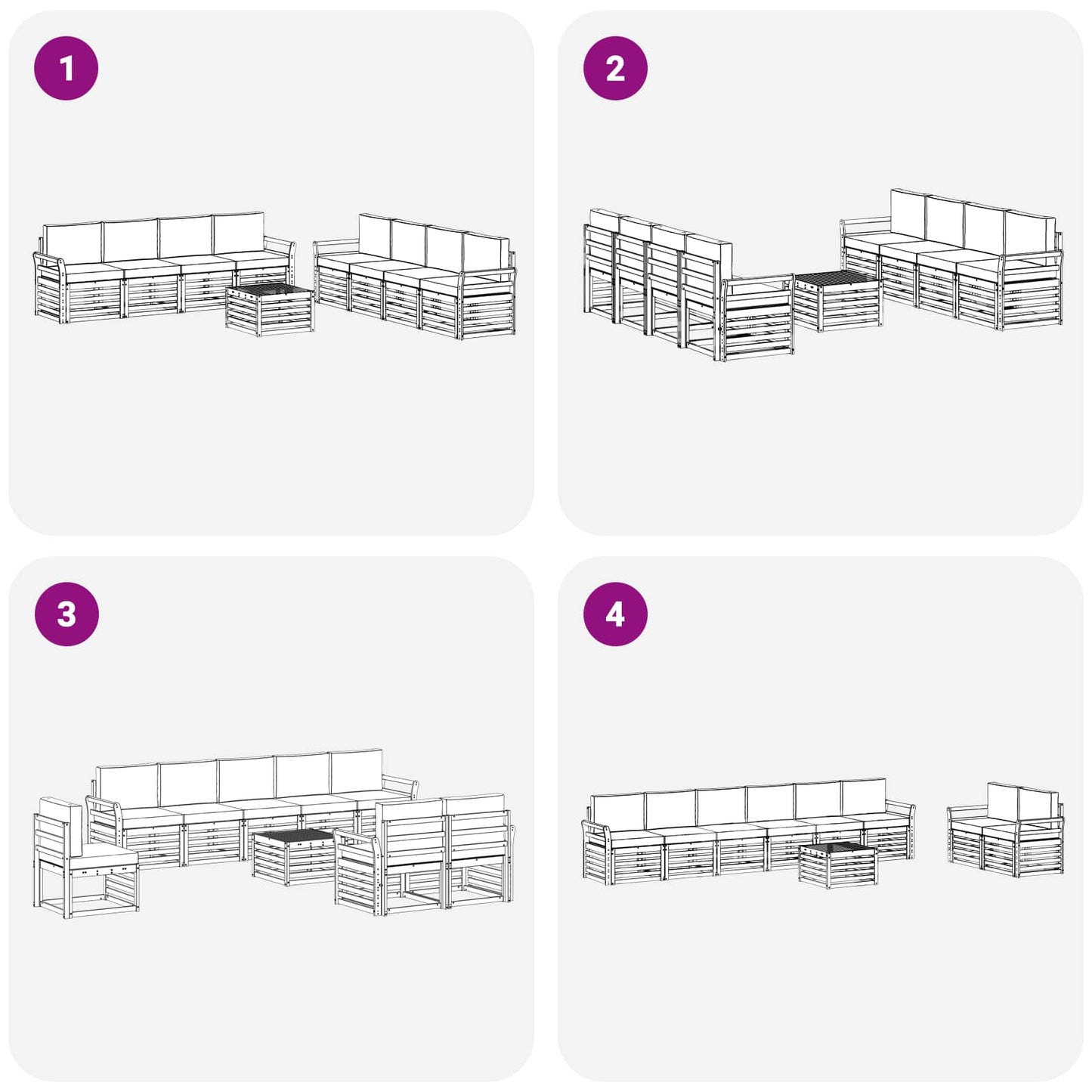 Outdoor-Sofagarnitur 9 stk. Natur und Anthrazit