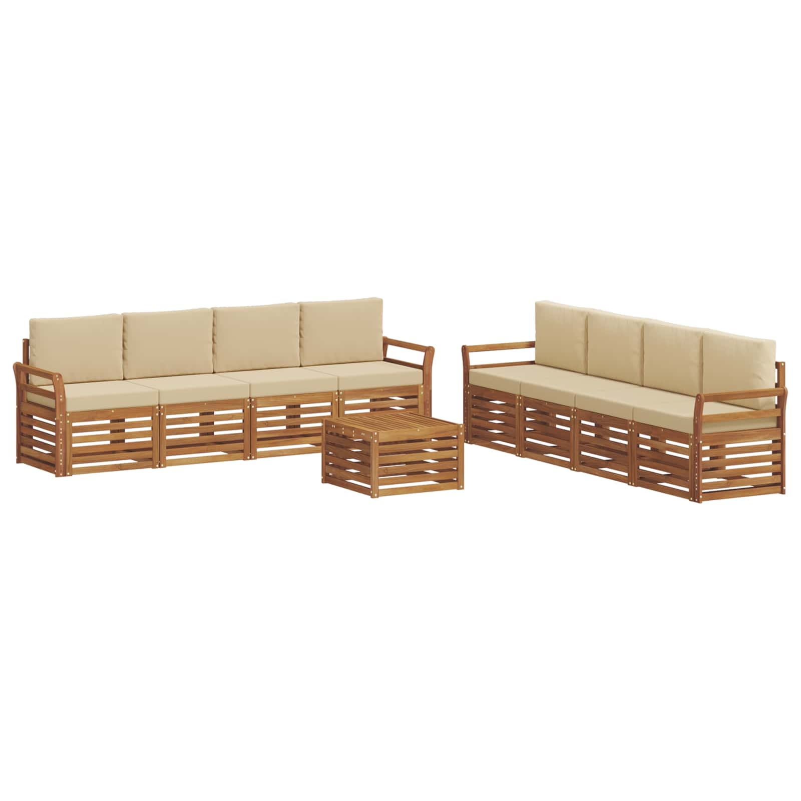Sofagarnituren 9 pcs Natur und Beige Massivholz Akazie