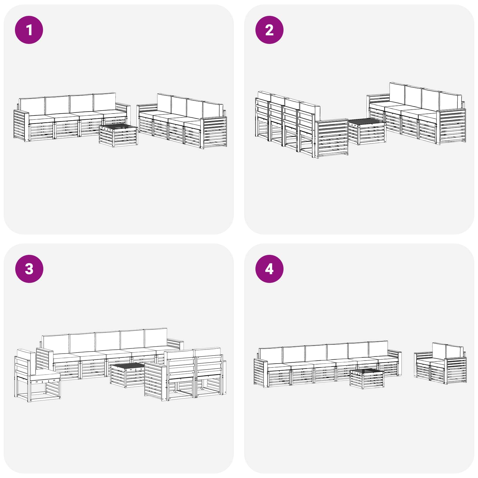 Outdoor-Sofagarnitur 9 stk. Natur und Creme
