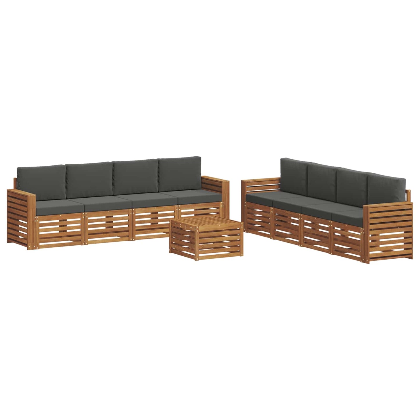 Sofagarnituren 9 pcs Natur und Anthrazit Massivholz Akazie