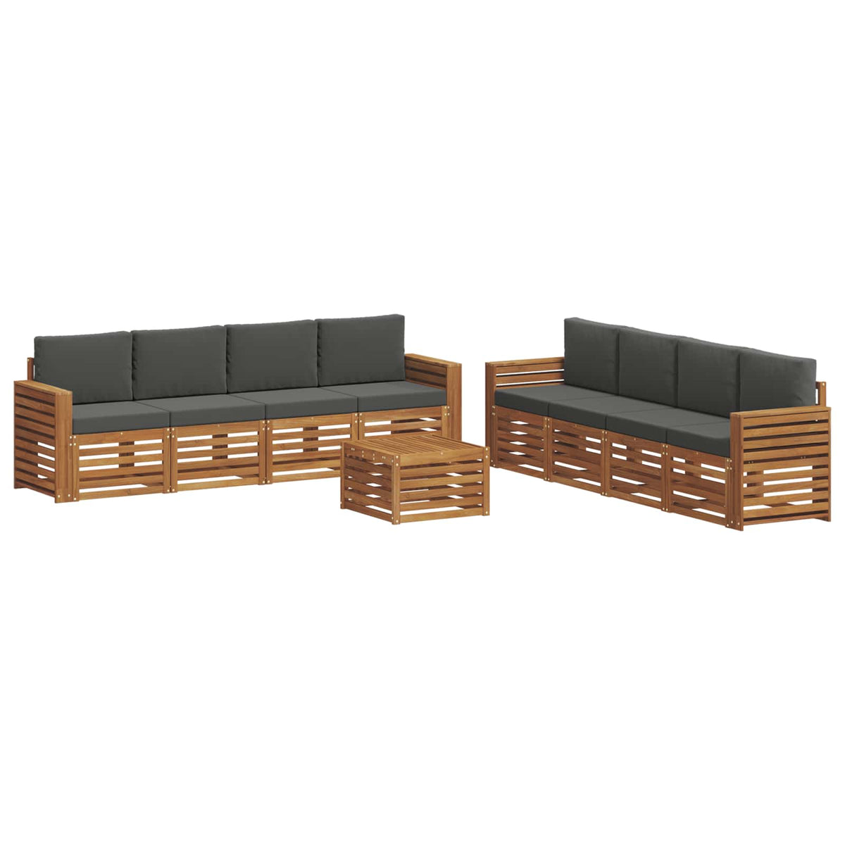 Outdoor-Sofagarnitur 9 stk. Natur und Anthrazit