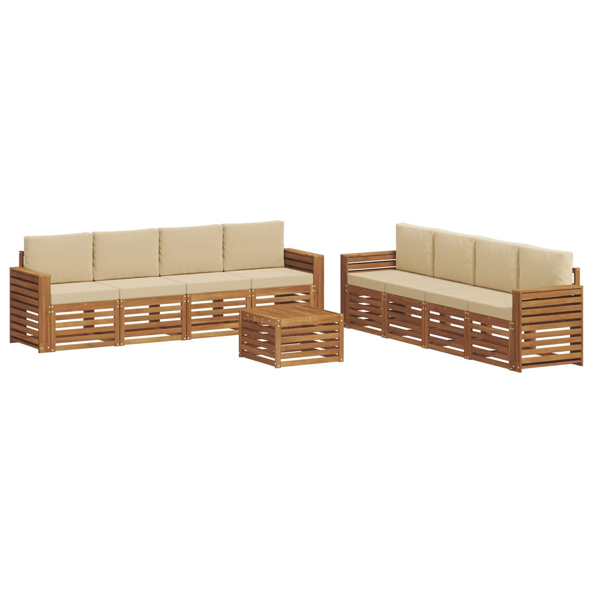 Outdoor-Sofagarnitur 9 stk. Natur und Beige