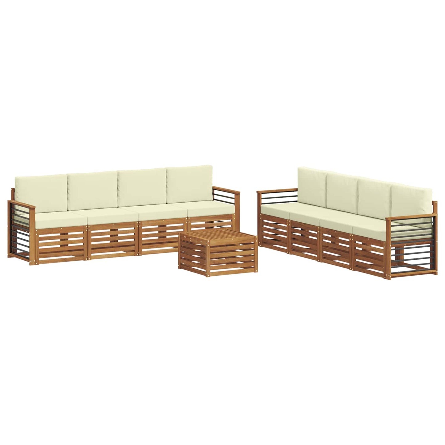 Outdoor-Sofagarnitur 9 stk. Natur und Creme