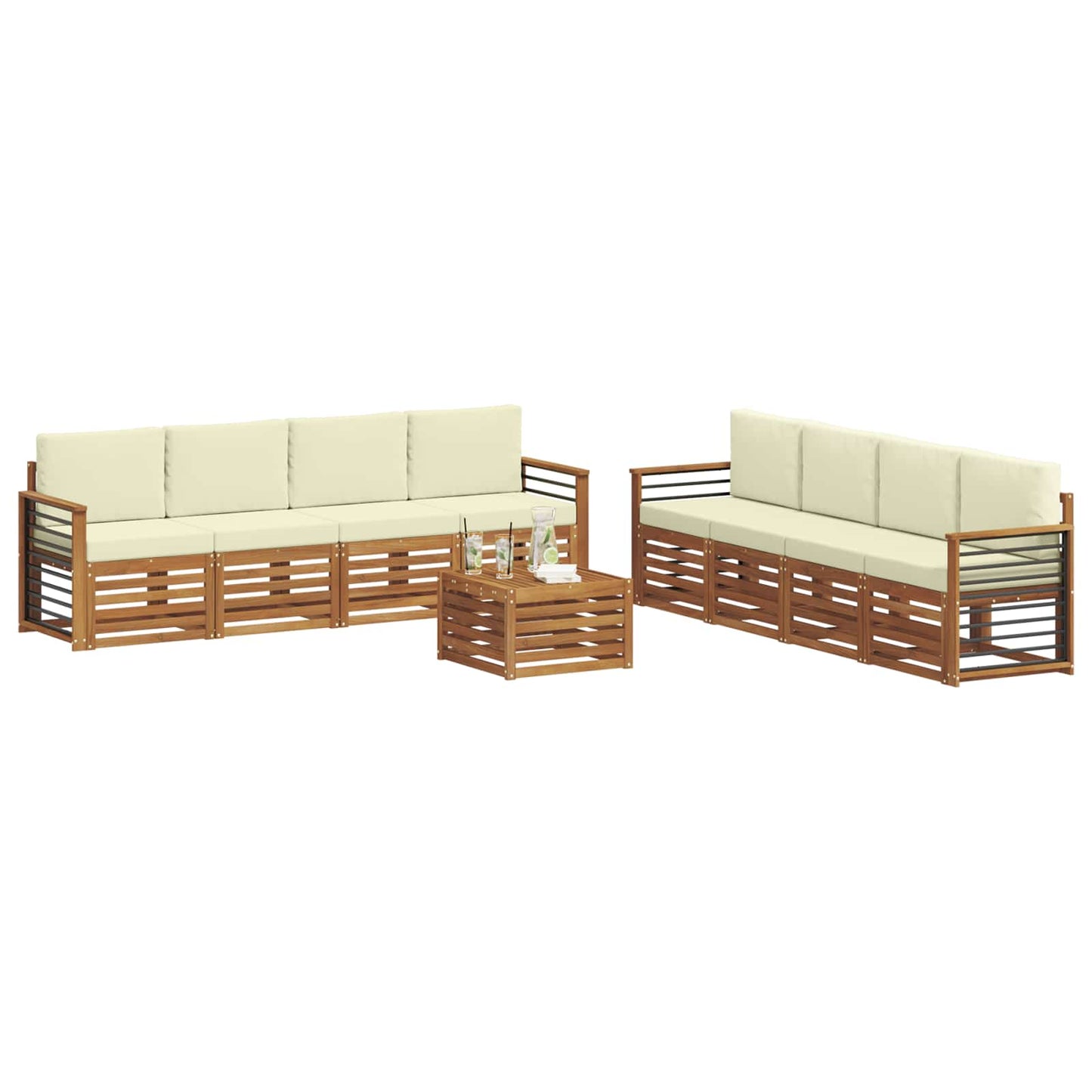 Outdoor-Sofagarnitur 9 stk. Natur und Creme