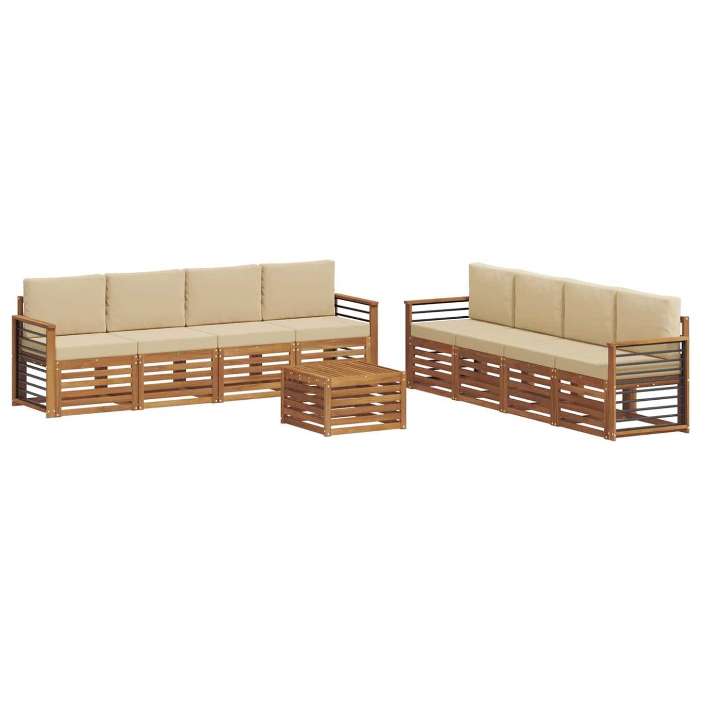 Sofagarnituren 9 pcs Natur und Beige Massivholz Akazie