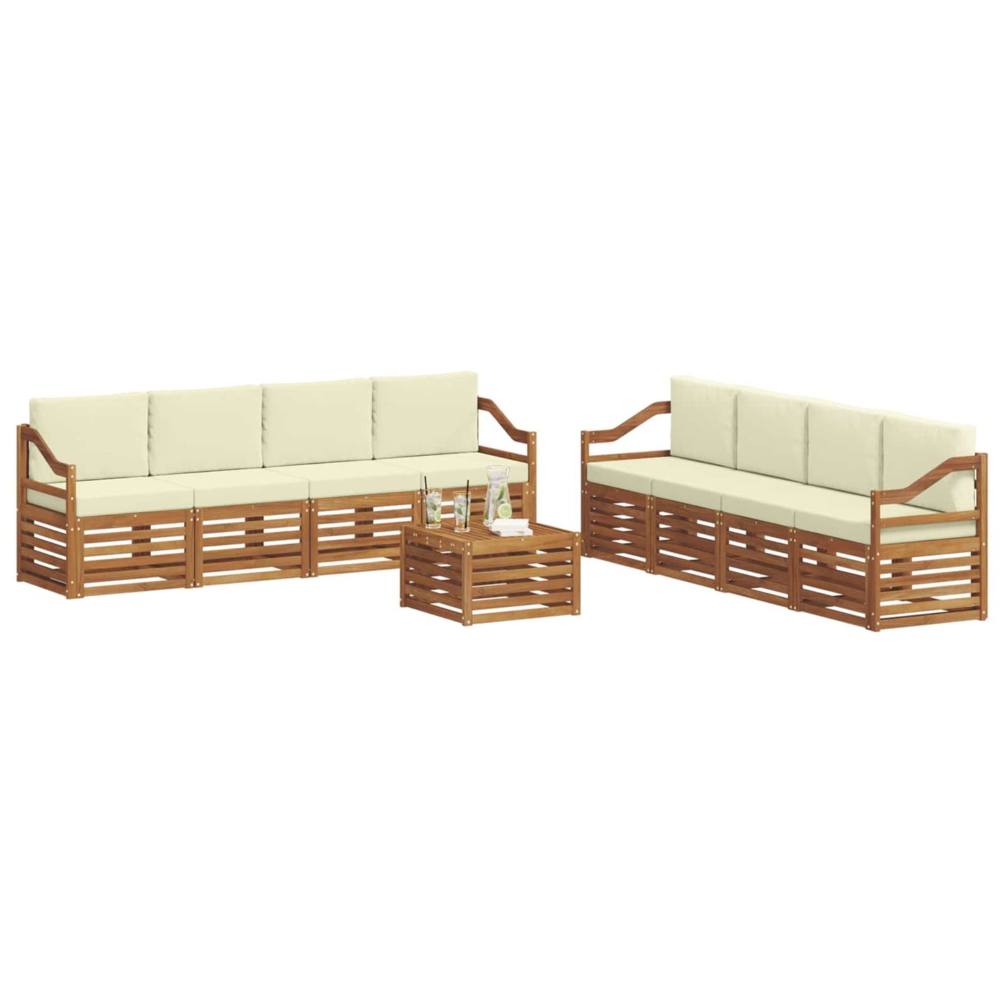 Outdoor-Sofagarnitur 9 stk. Natur und Creme