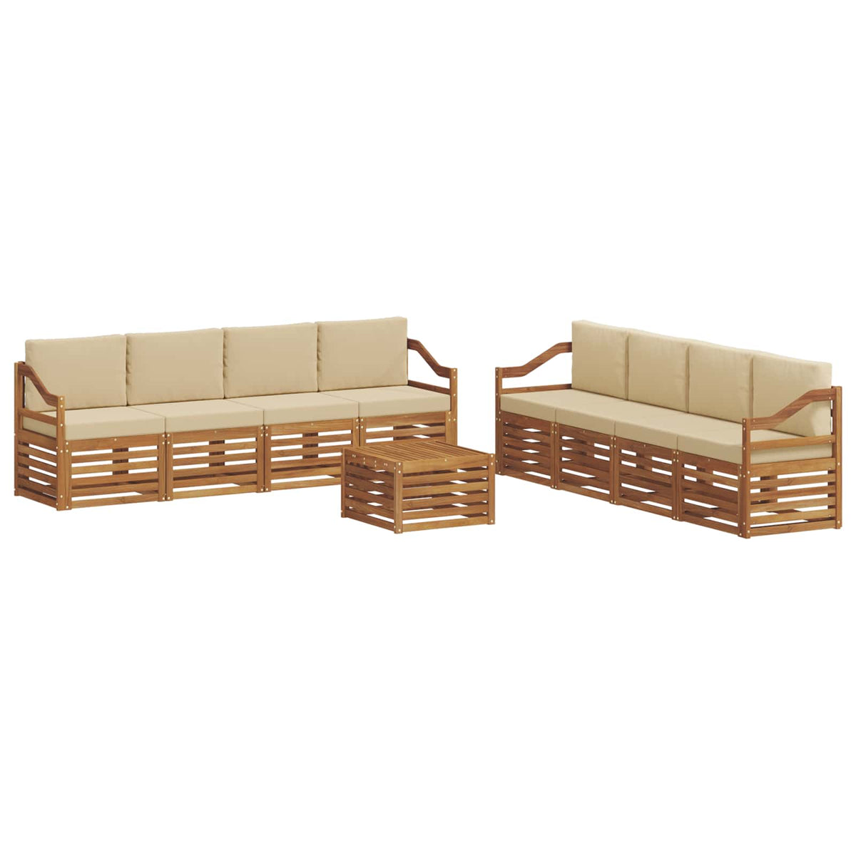 Outdoor-Sofagarnitur 9 stk. Natur und Beige
