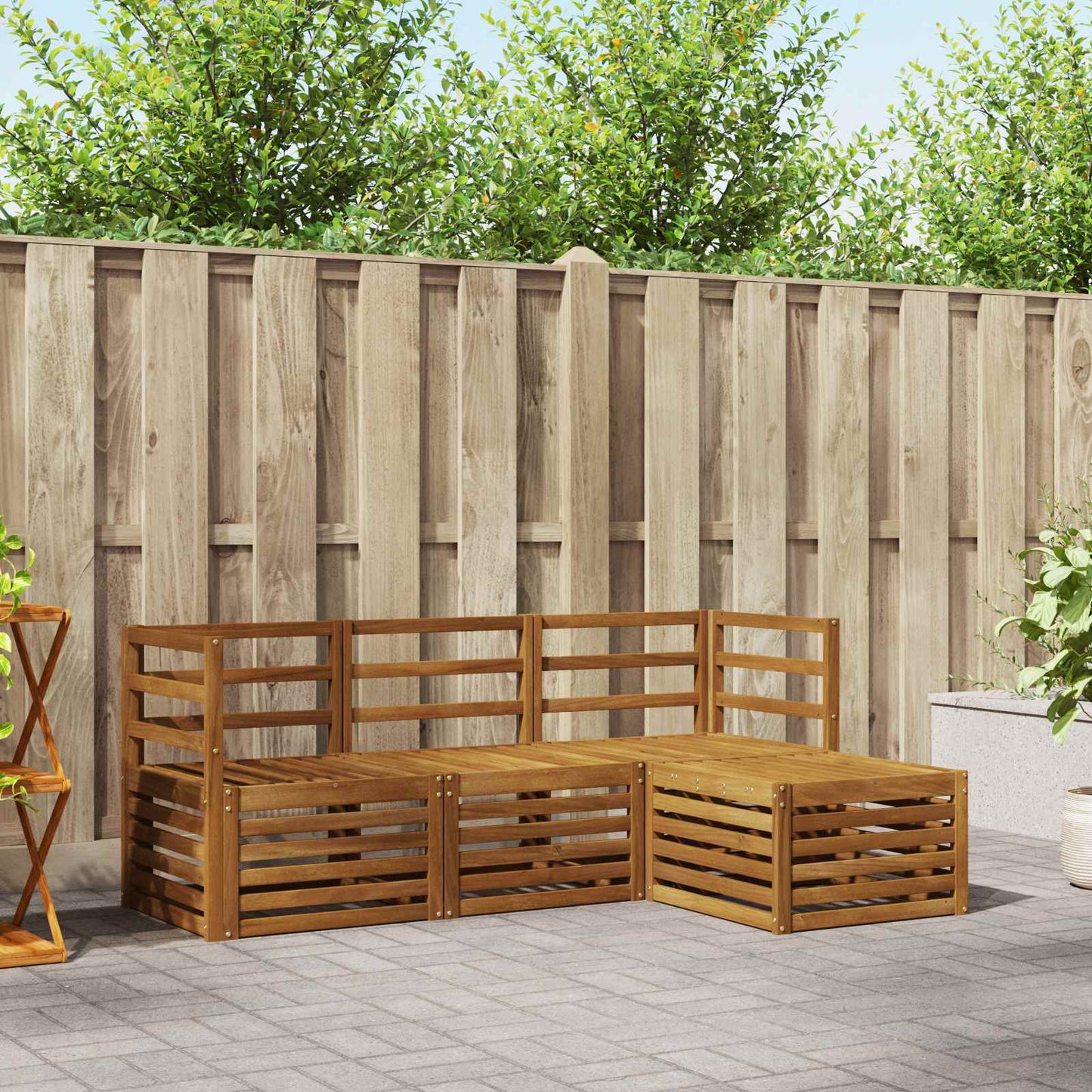 Outdoor-Sofagarnitur 4 pcs Natur