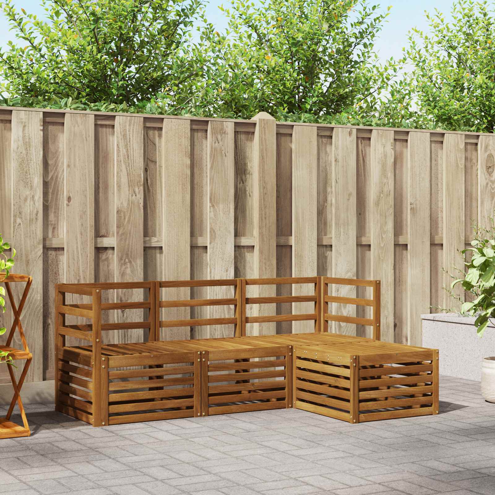 Outdoor-Sofagarnitur 4 pcs Natur