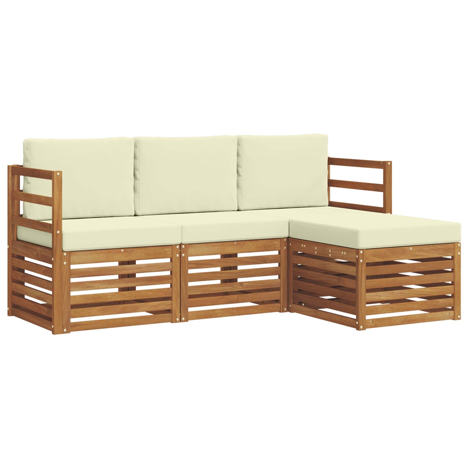 Outdoor-Sofagarnitur mit Kissen 4 pcs Natur und Creme