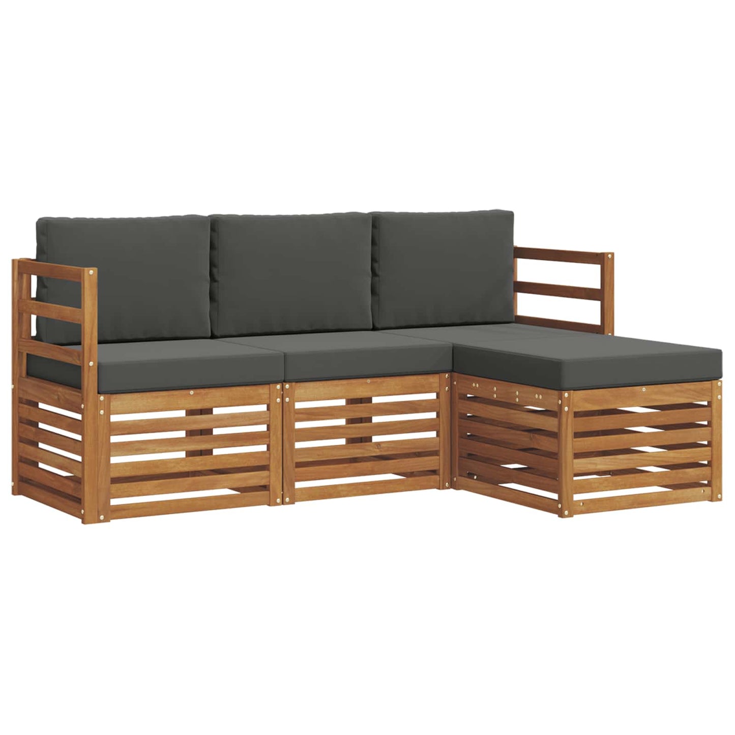Outdoor-Sofagarnitur mit Kissen 4 pcs Natur und Anthrazit
