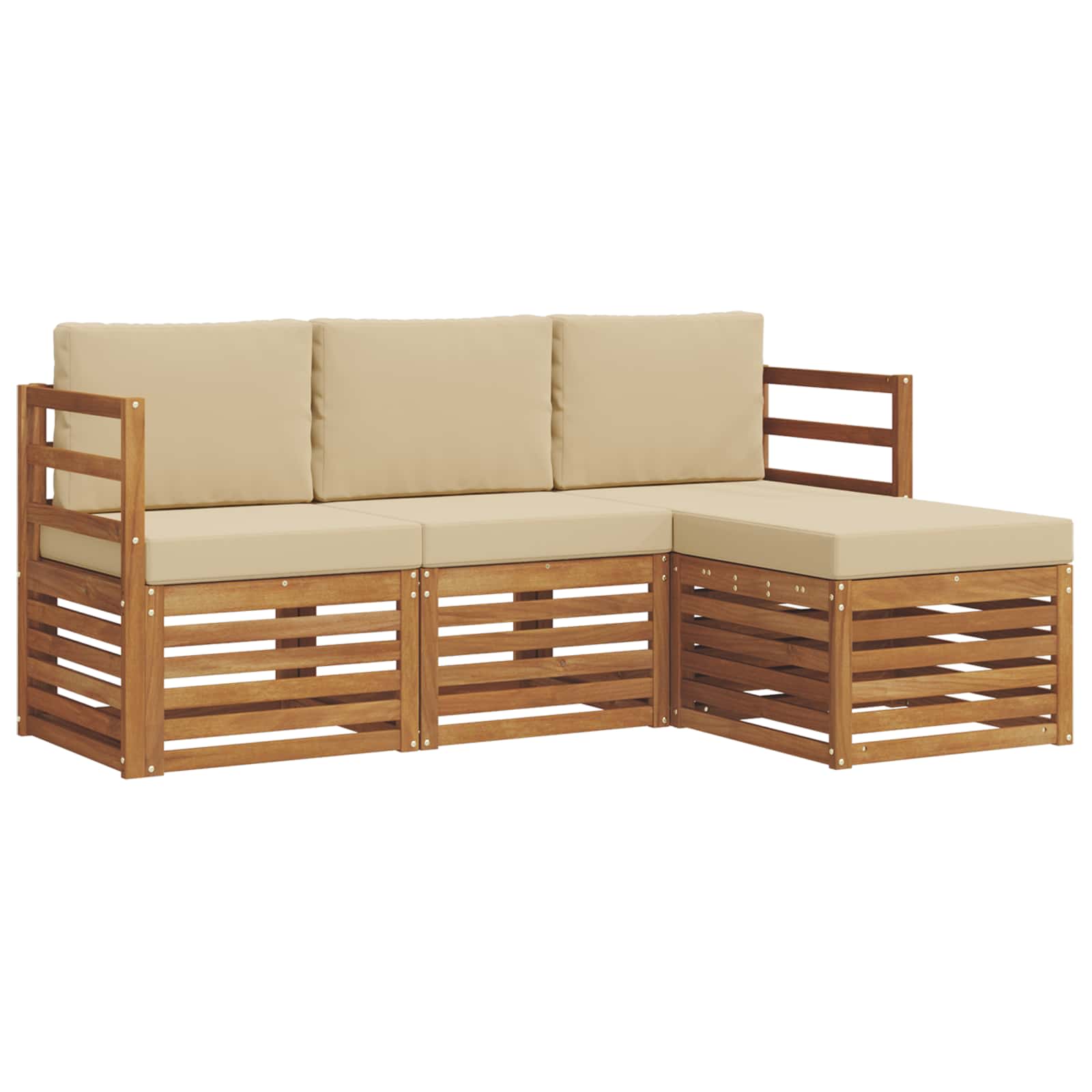 Outdoor-Sofagarnitur 4 stk. Natur und Beige