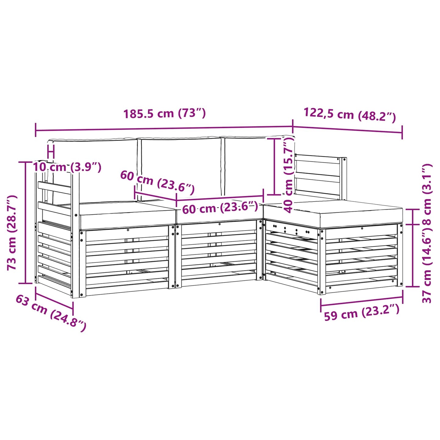 Outdoor-Sofagarnitur 4 stk. Natur und Beige