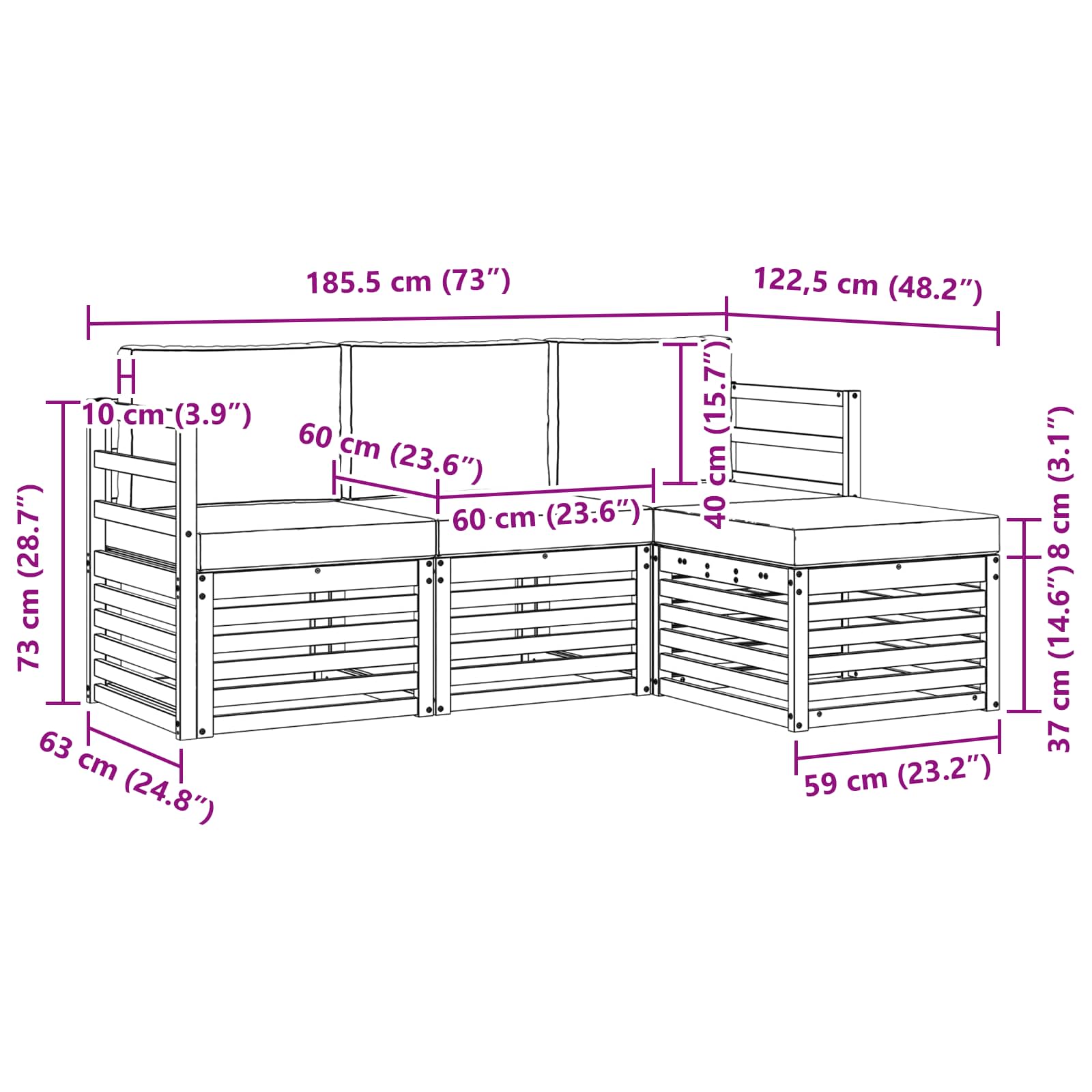 Outdoor-Sofagarnitur 4 stk. Natur und Beige