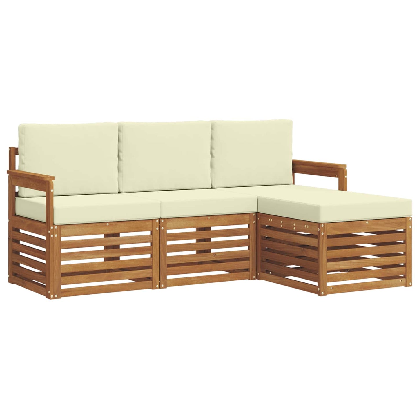 Outdoor-Sofagarnitur mit Kissen 4 pcs Natur und Creme
