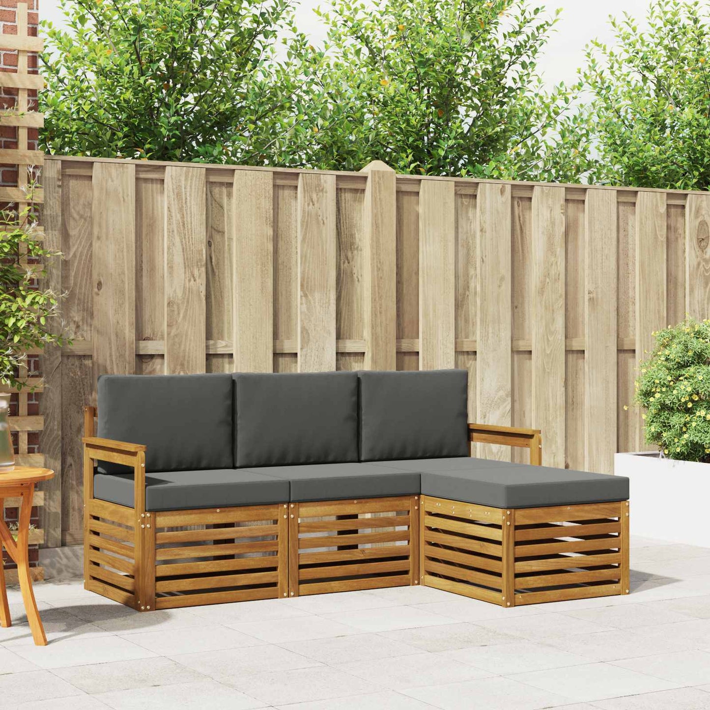 Outdoor-Sofagarnitur 4 stk. Natur und Anthrazit