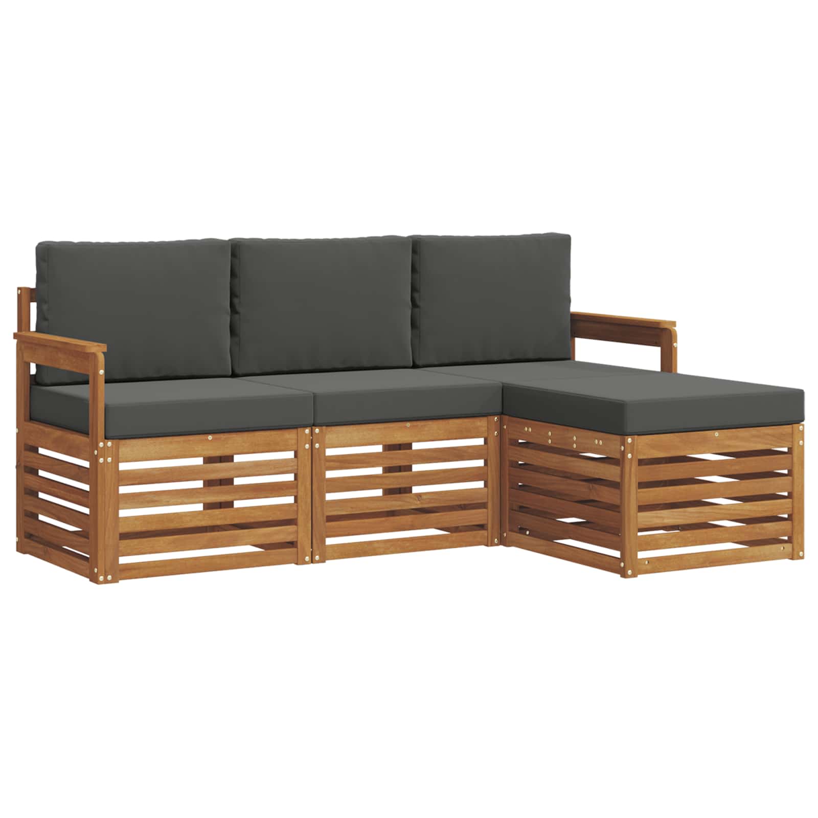 Outdoor-Sofagarnitur 4 stk. Natur und Anthrazit