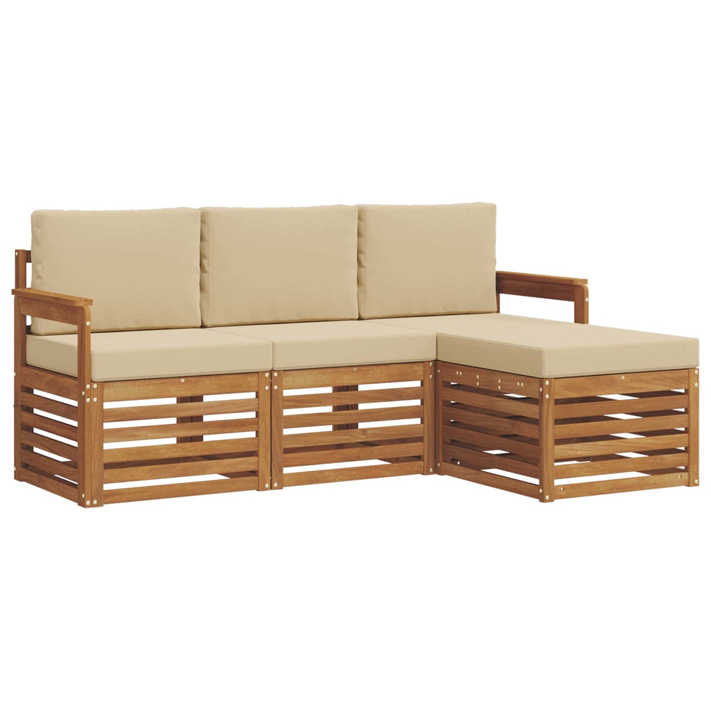 Outdoor-Sofagarnitur 4 stk. Natur und Beige