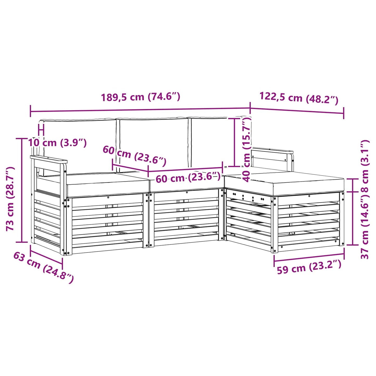 Outdoor-Sofagarnitur 4 stk. Natur und Beige