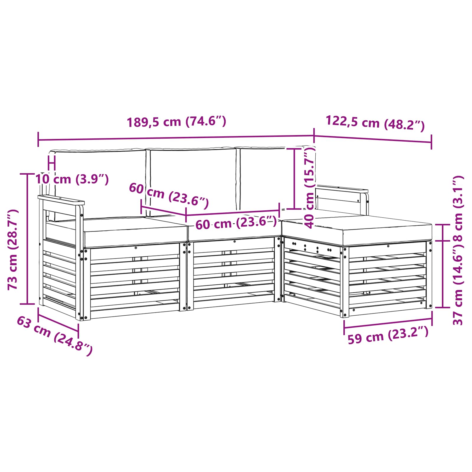 Outdoor-Sofagarnitur 4 stk. Natur und Beige