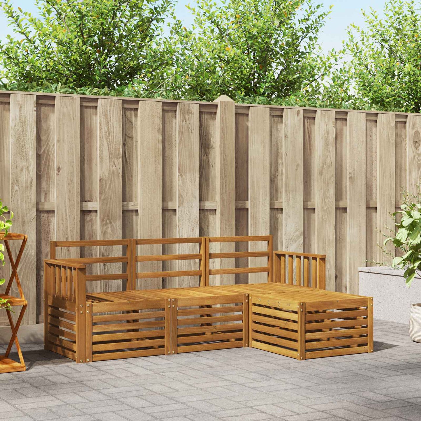 Outdoor-Sofagarnitur 4 pcs Natur