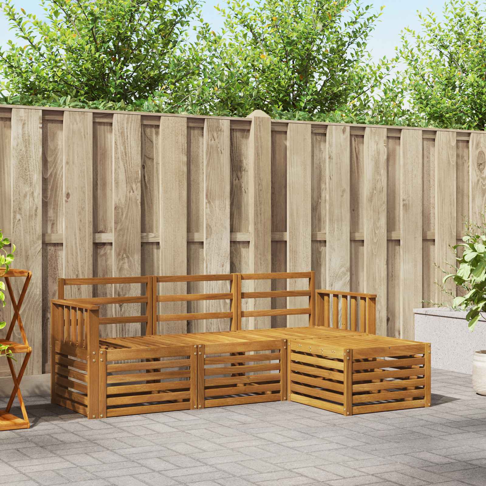 Outdoor-Sofagarnitur 4 pcs Natur