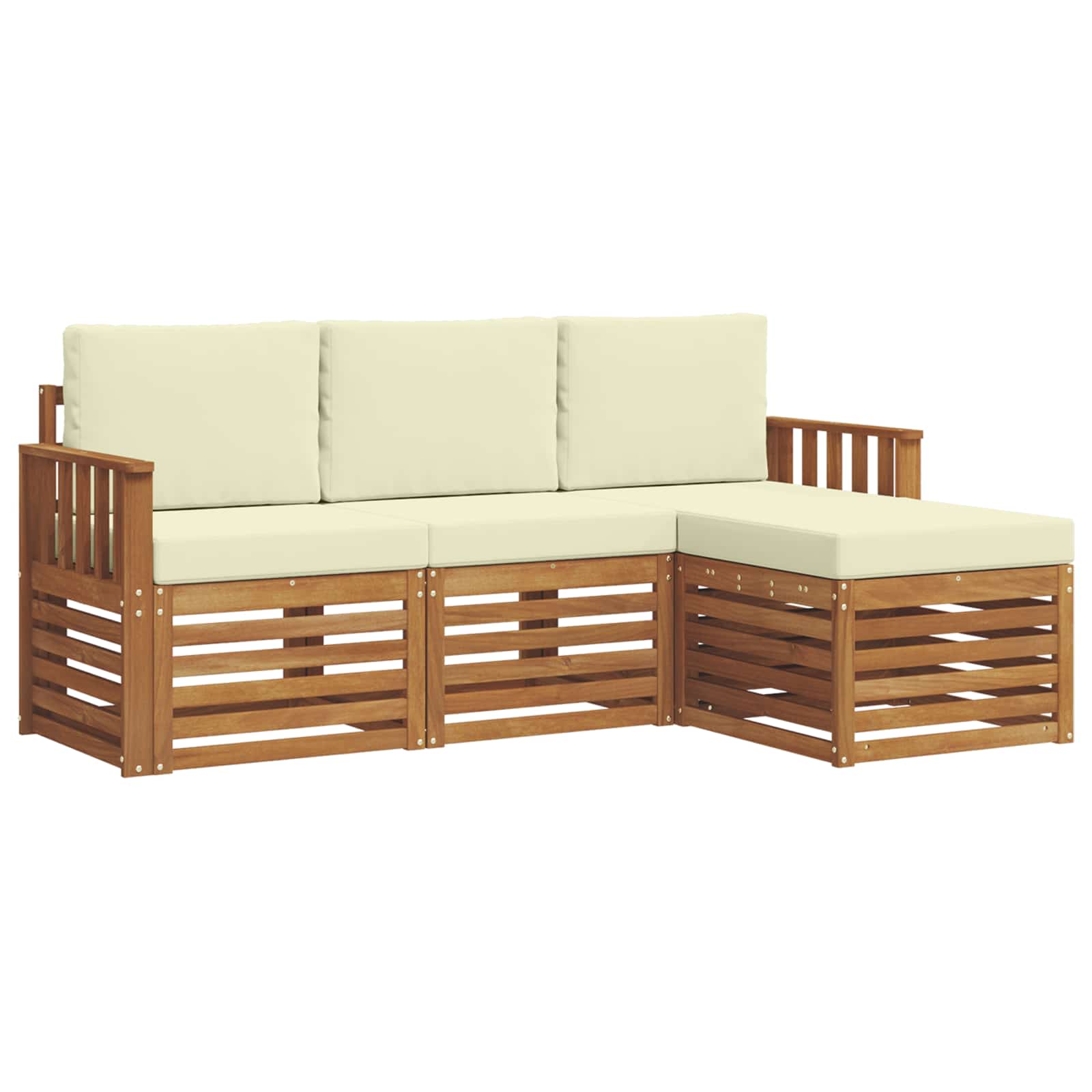 Outdoor-Sofagarnitur mit Kissen 4 pcs Natur und Creme