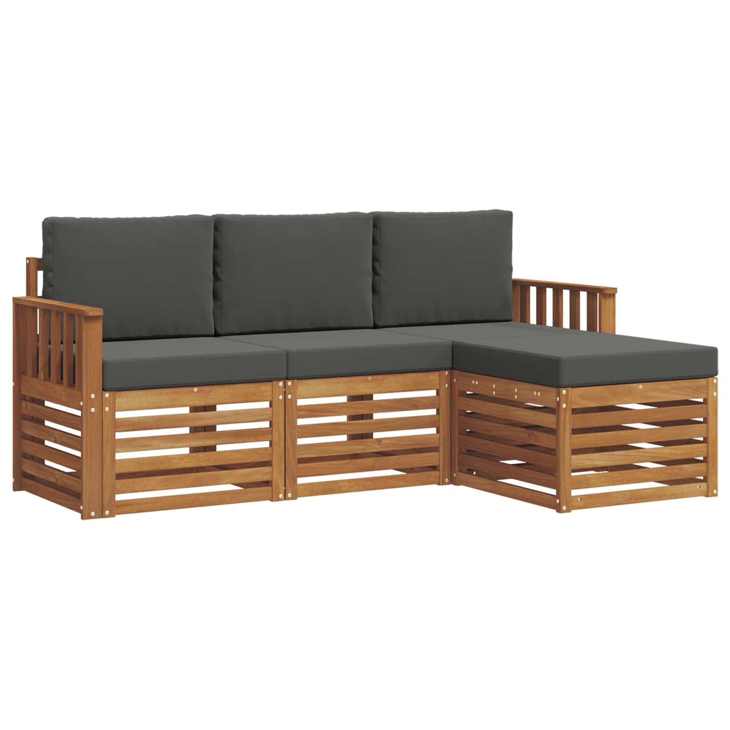 Outdoor-Sofagarnitur mit Kissen 4 pcs Natur und Anthrazit