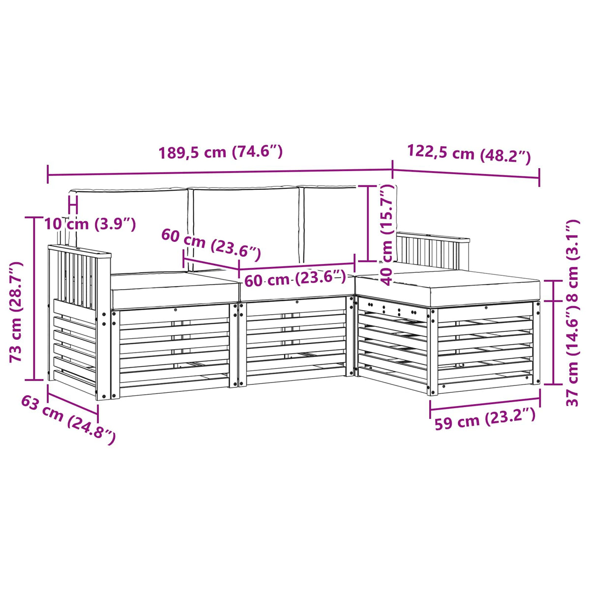 Outdoor-Sofagarnitur 4 stk. Natur und Anthrazit