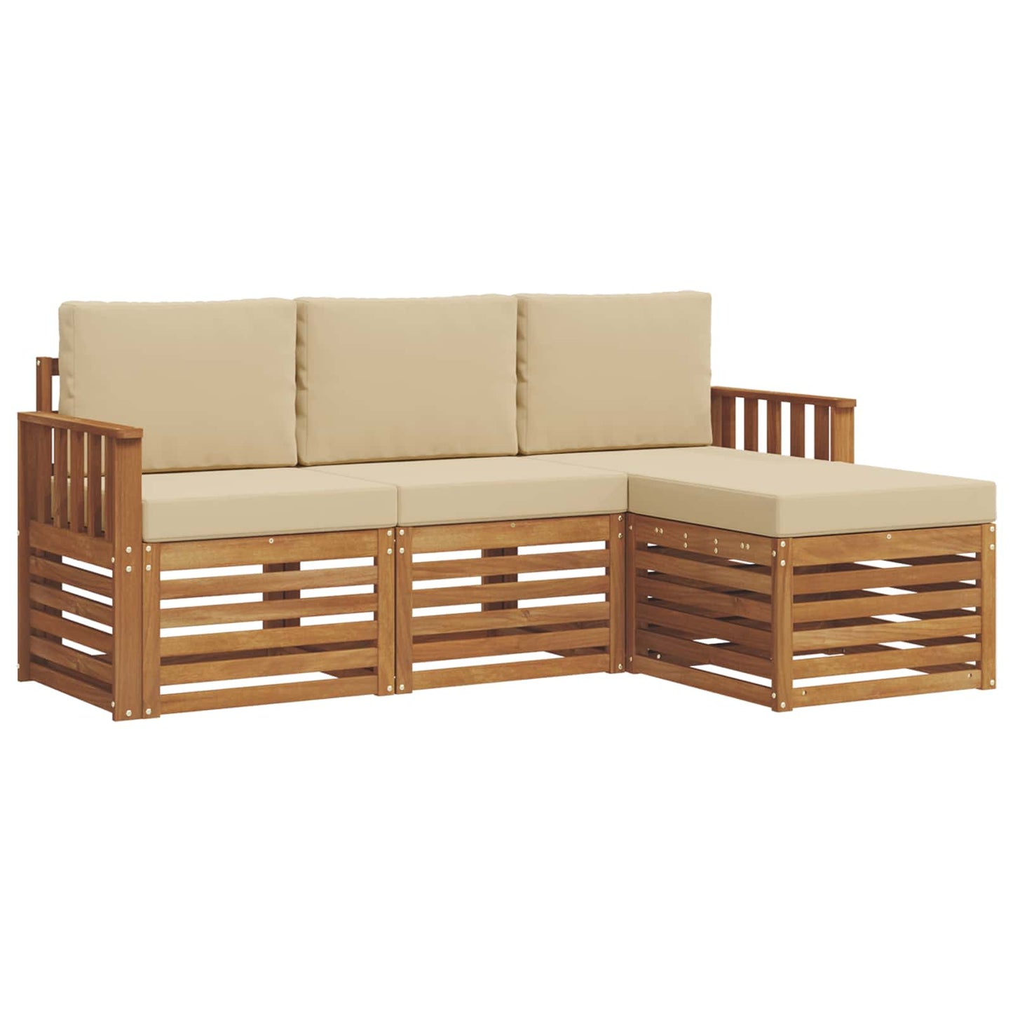 Outdoor-Sofagarnitur 4 stk. Natur und Beige