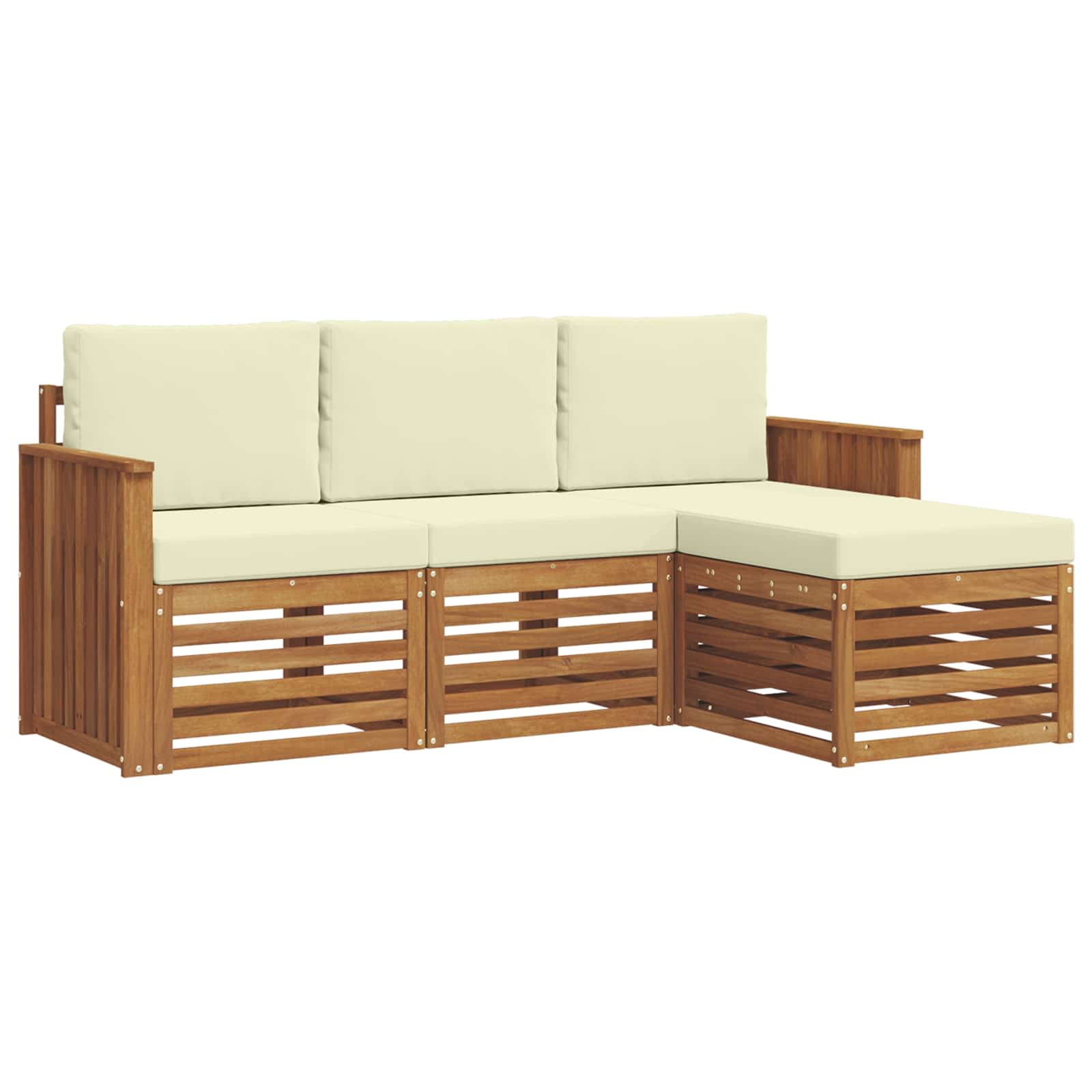 Outdoor-Sofagarnitur mit Kissen 4 pcs Natur und Creme