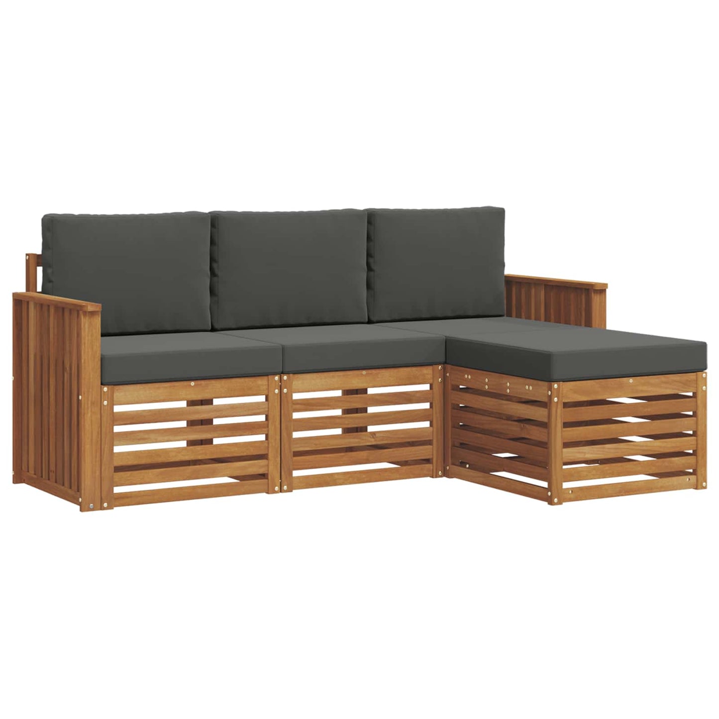 Outdoor-Sofagarnitur 4 stk. Natur und Anthrazit