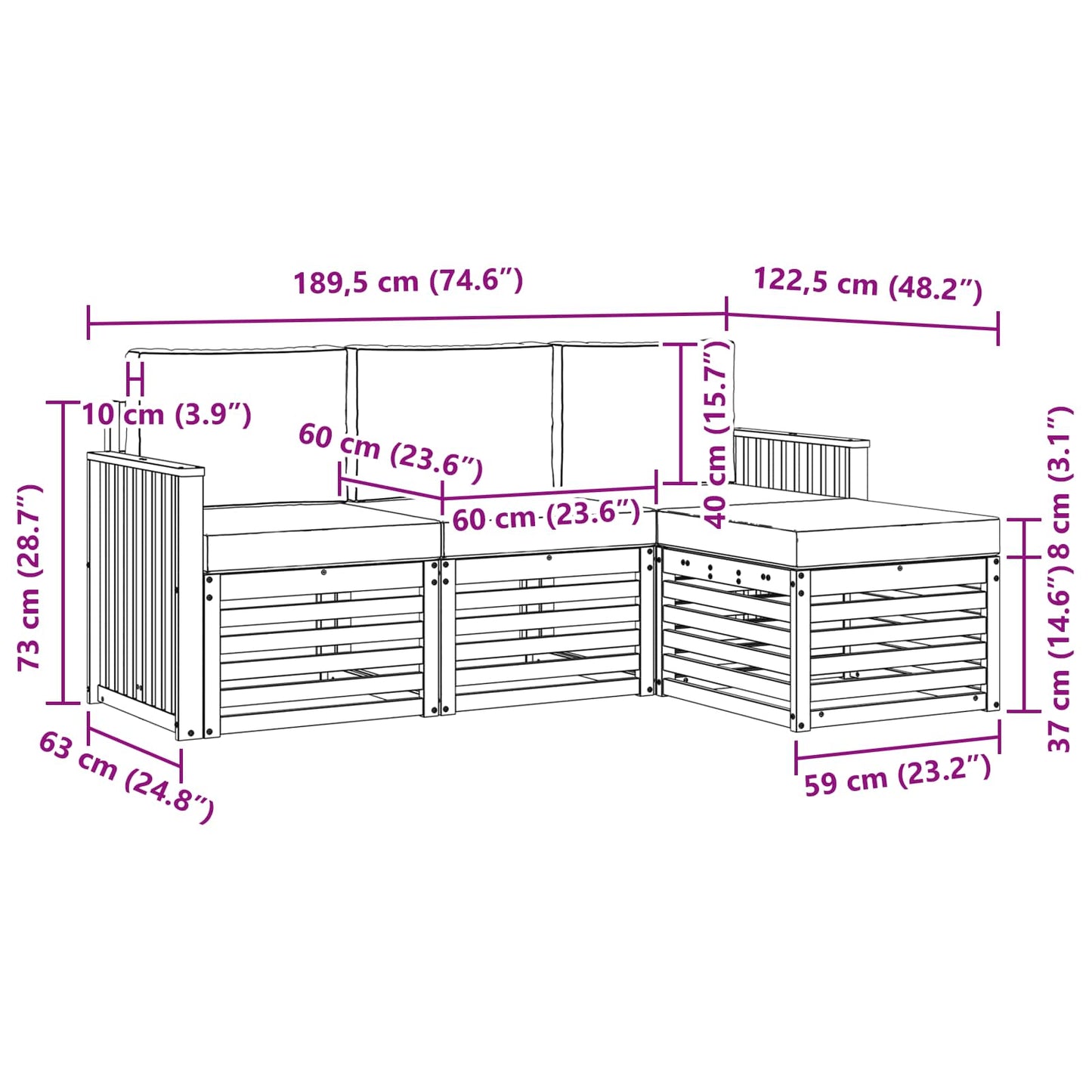 Outdoor-Sofagarnitur 4 stk. Natur und Anthrazit