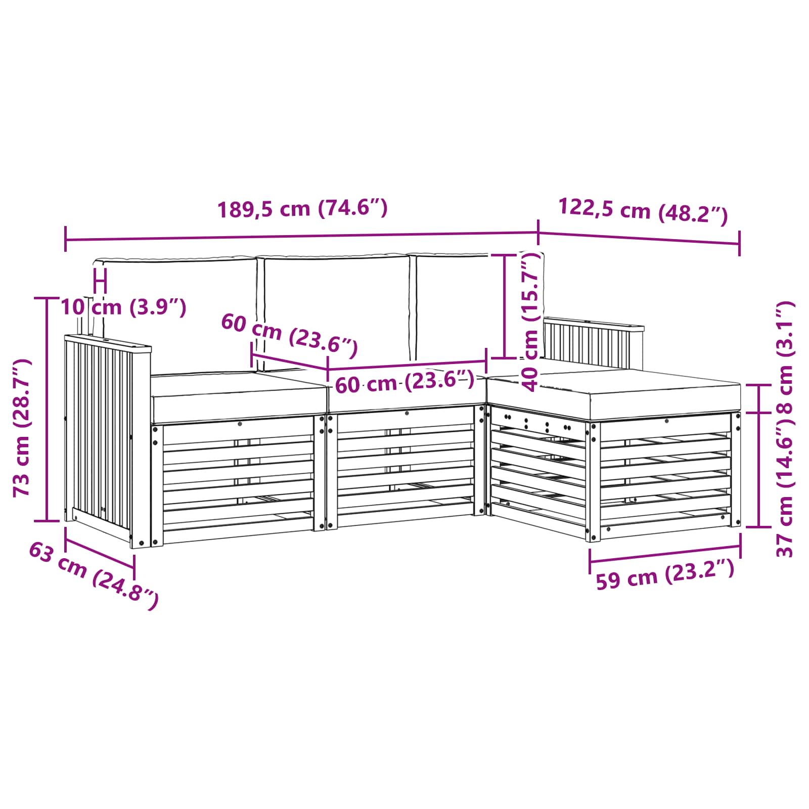 Outdoor-Sofagarnitur 4 stk. Natur und Anthrazit